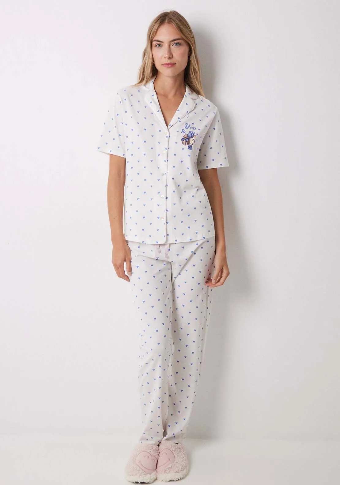 Short Sleeves Masculine Pyjama Set - White