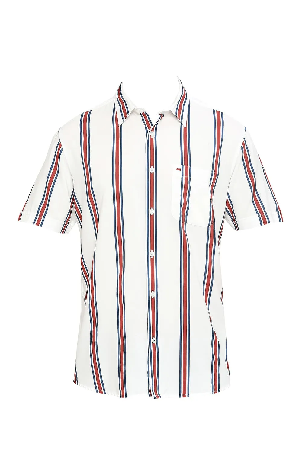 Slim Fit Cotton Viscose Stripe Halfsleeves Shirt