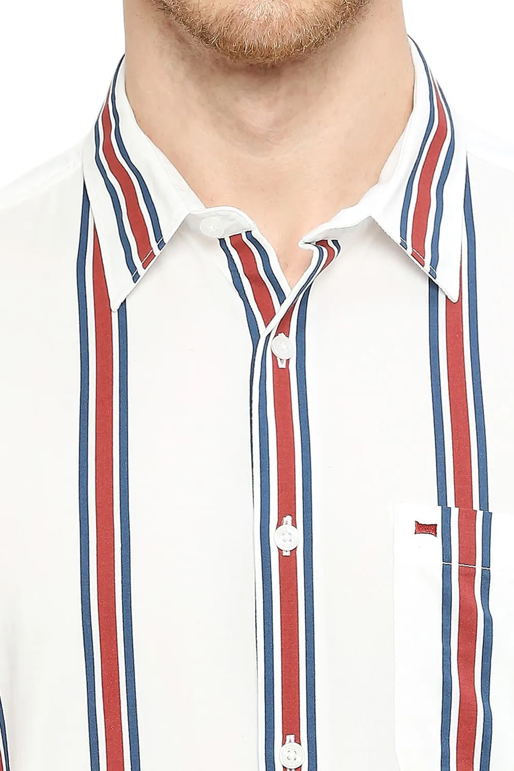 Slim Fit Cotton Viscose Stripe Halfsleeves Shirt