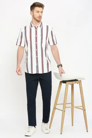Slim Fit Cotton Viscose Stripe Halfsleeves Shirt