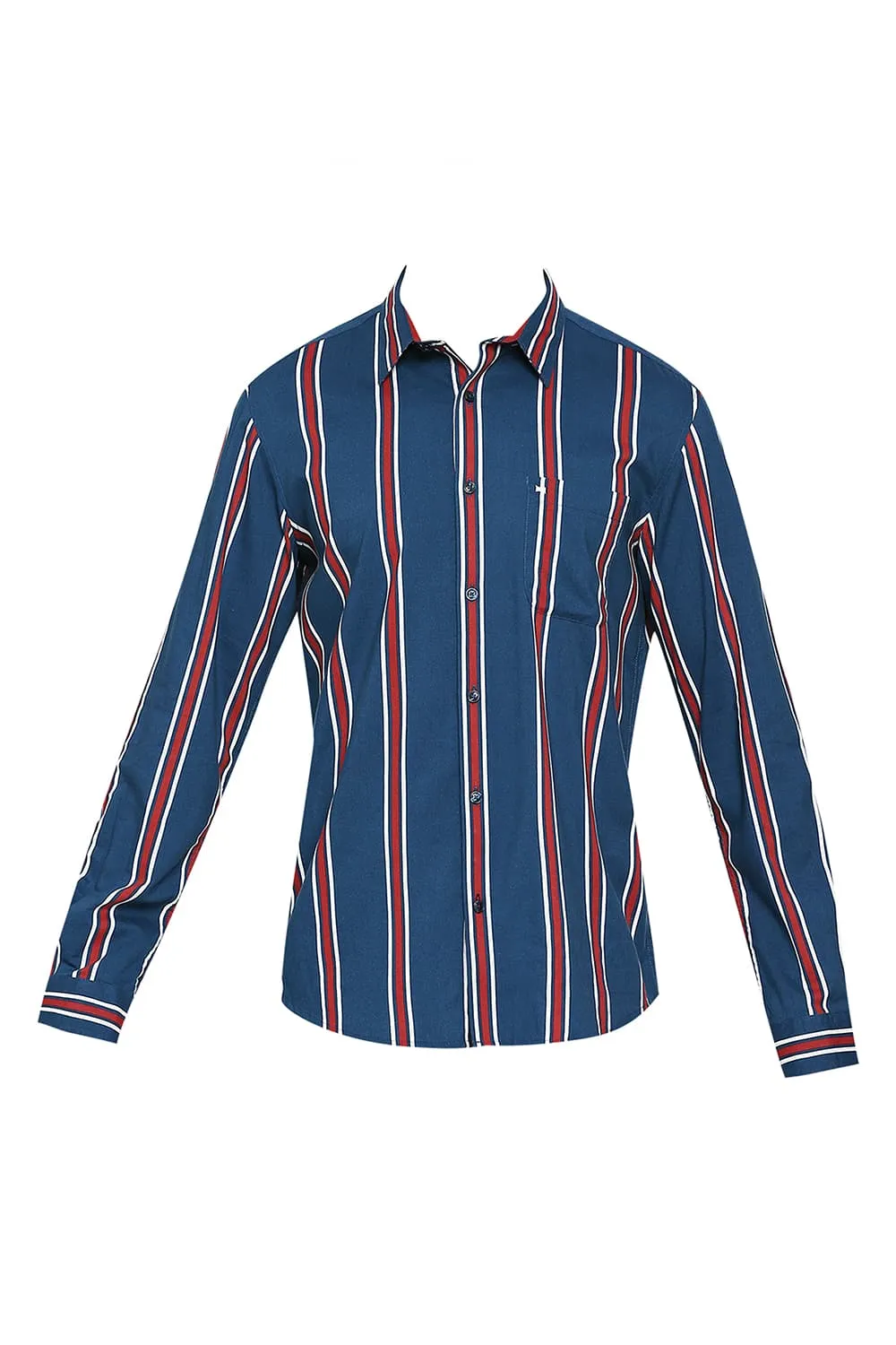 Slim Fit Cotton Viscose Stripe Shirt