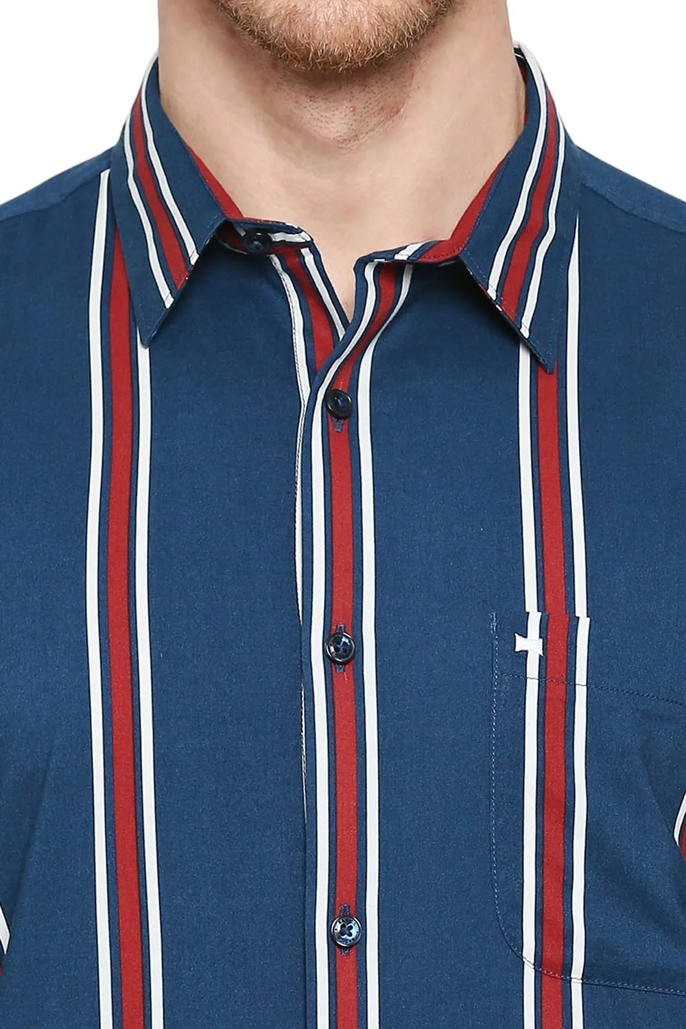 Slim Fit Cotton Viscose Stripe Shirt