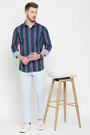Slim Fit Cotton Viscose Stripe Shirt