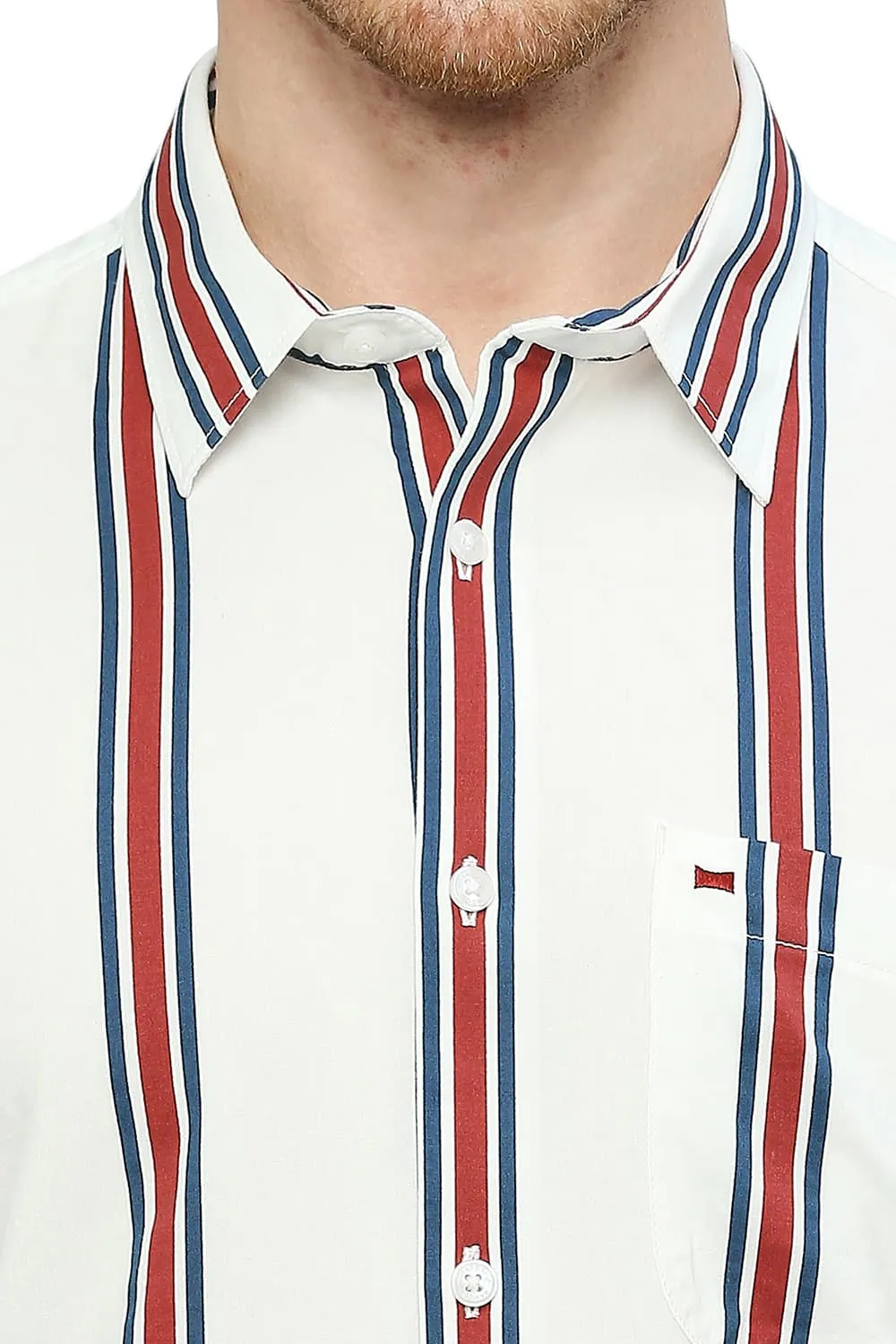Slim Fit Cotton Viscose Stripe Shirt