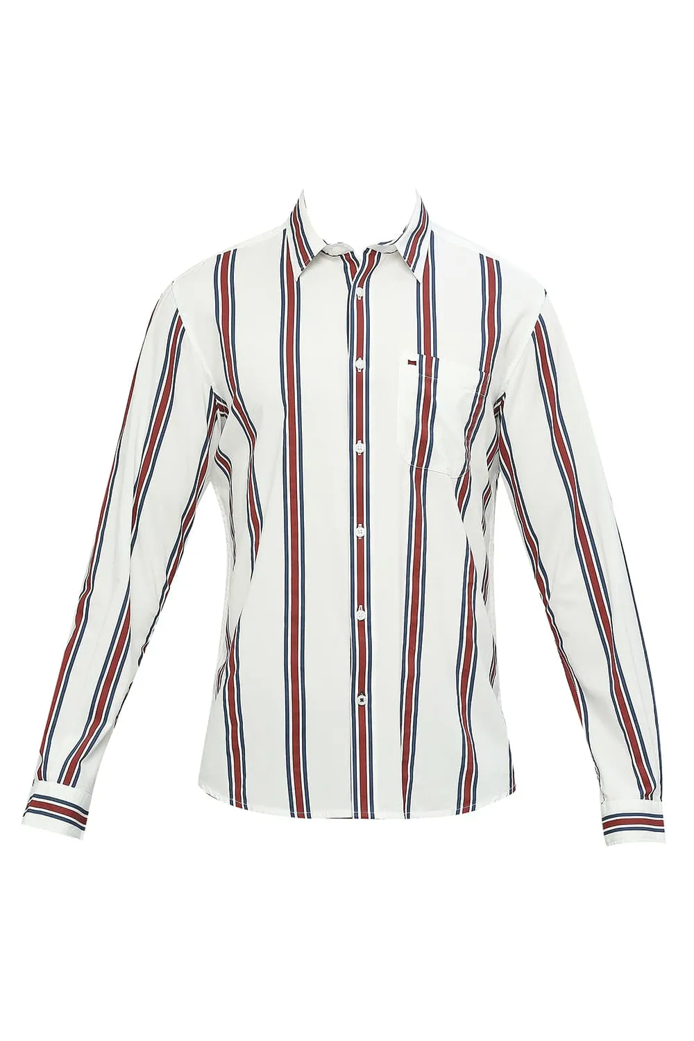 Slim Fit Cotton Viscose Stripe Shirt