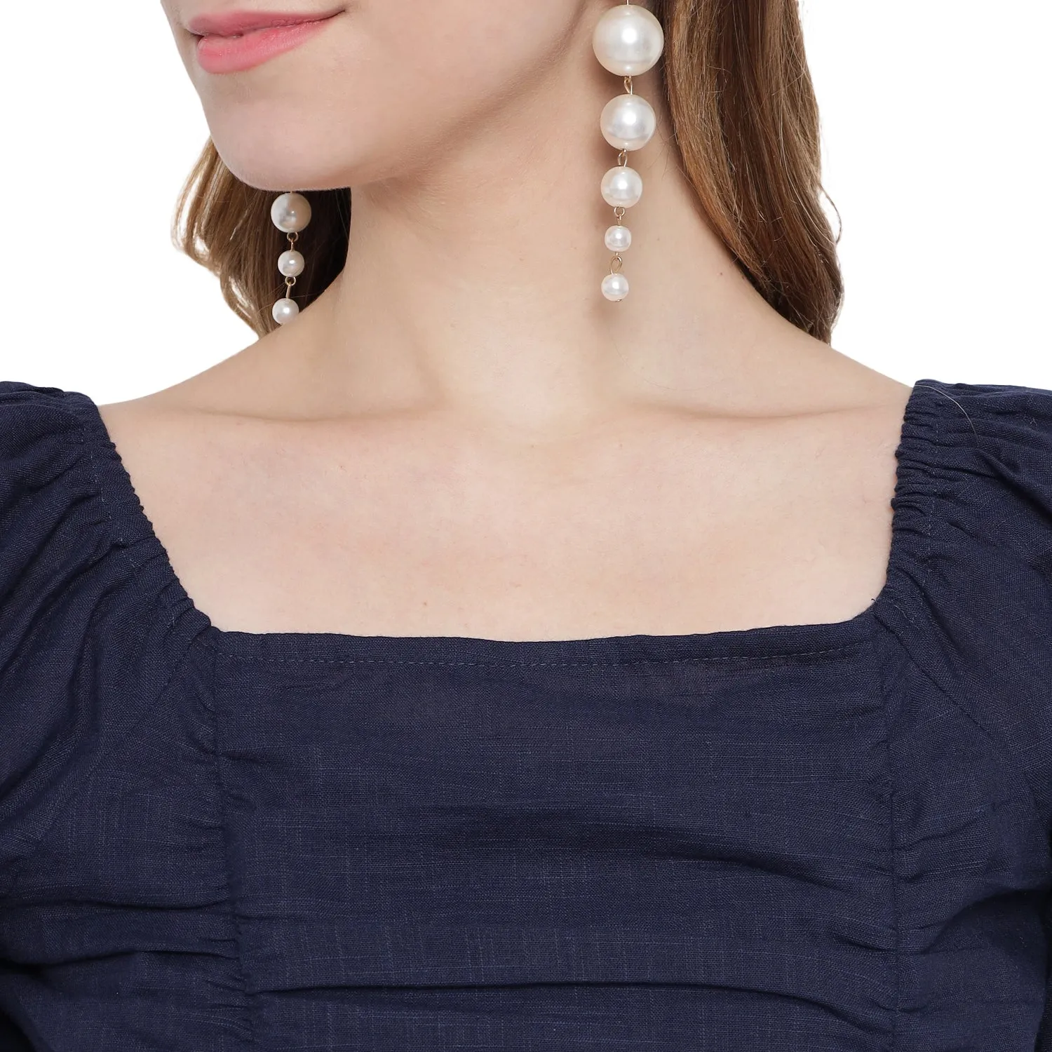 Solid Navy Ruching Dress
