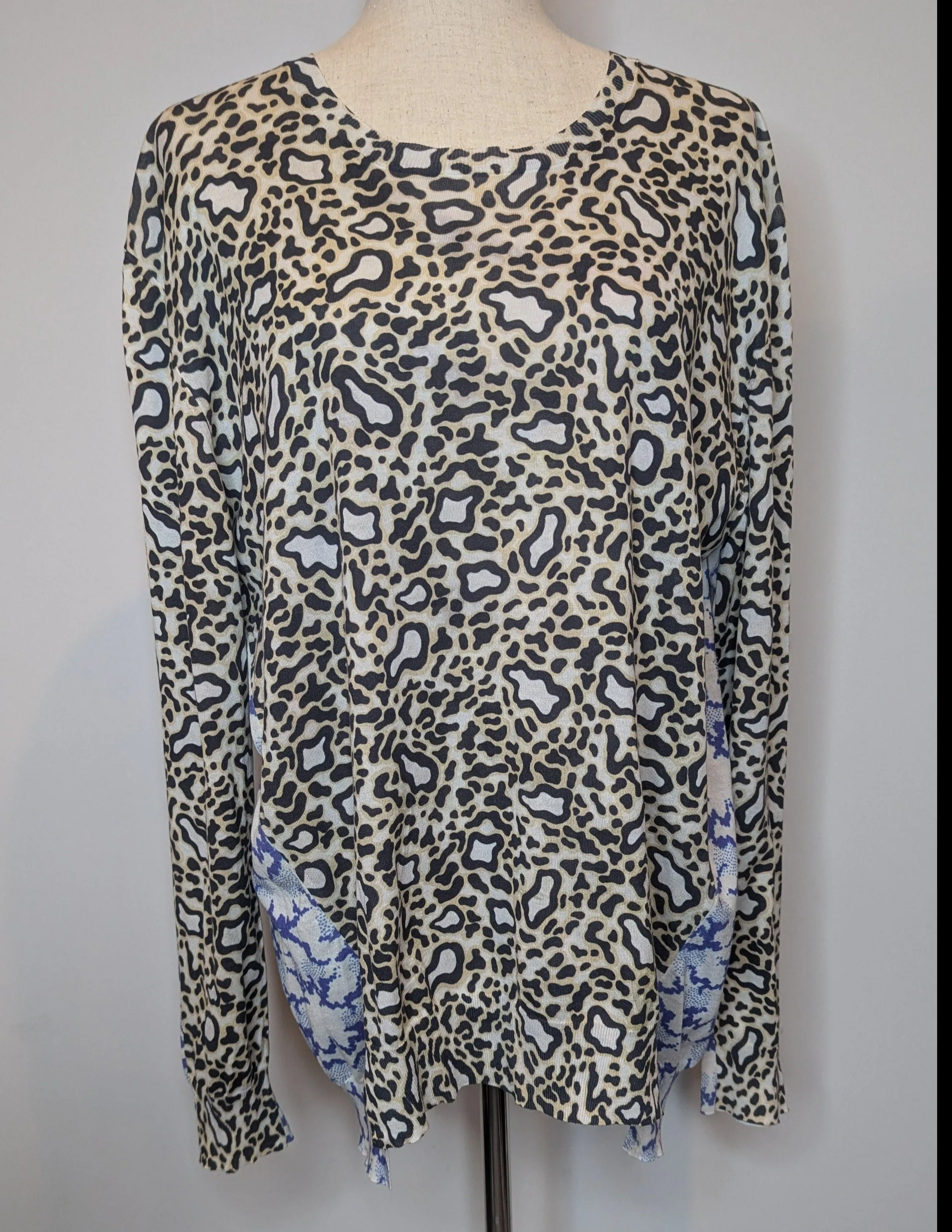 Stella McCartney Animal Print Two Pattern Knit Longsleeve Top
