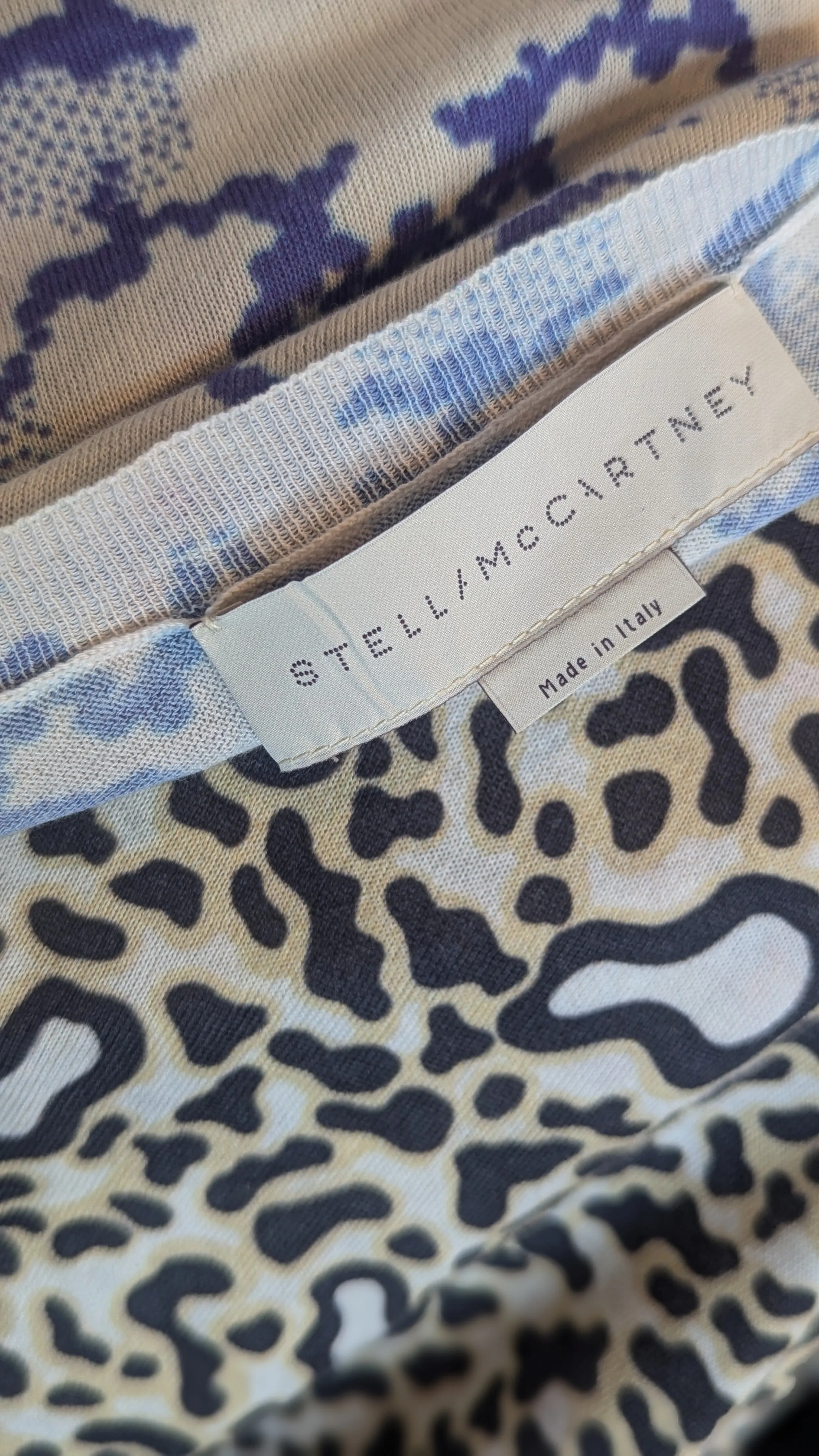 Stella McCartney Animal Print Two Pattern Knit Longsleeve Top