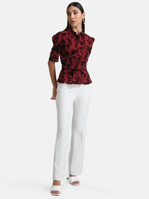 Stretchable Printed Shirt With Peplum