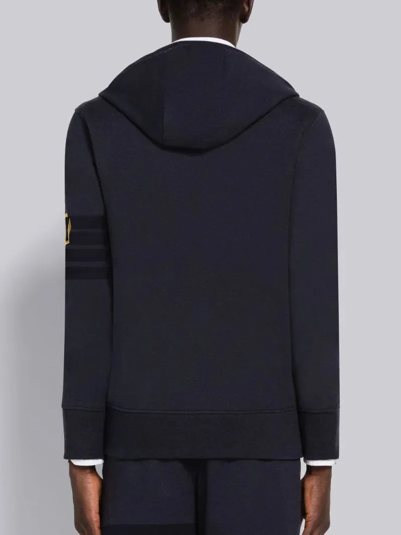 Thom Browne Lightweight Anchor Loopback 4-Bar Zip Hoodie