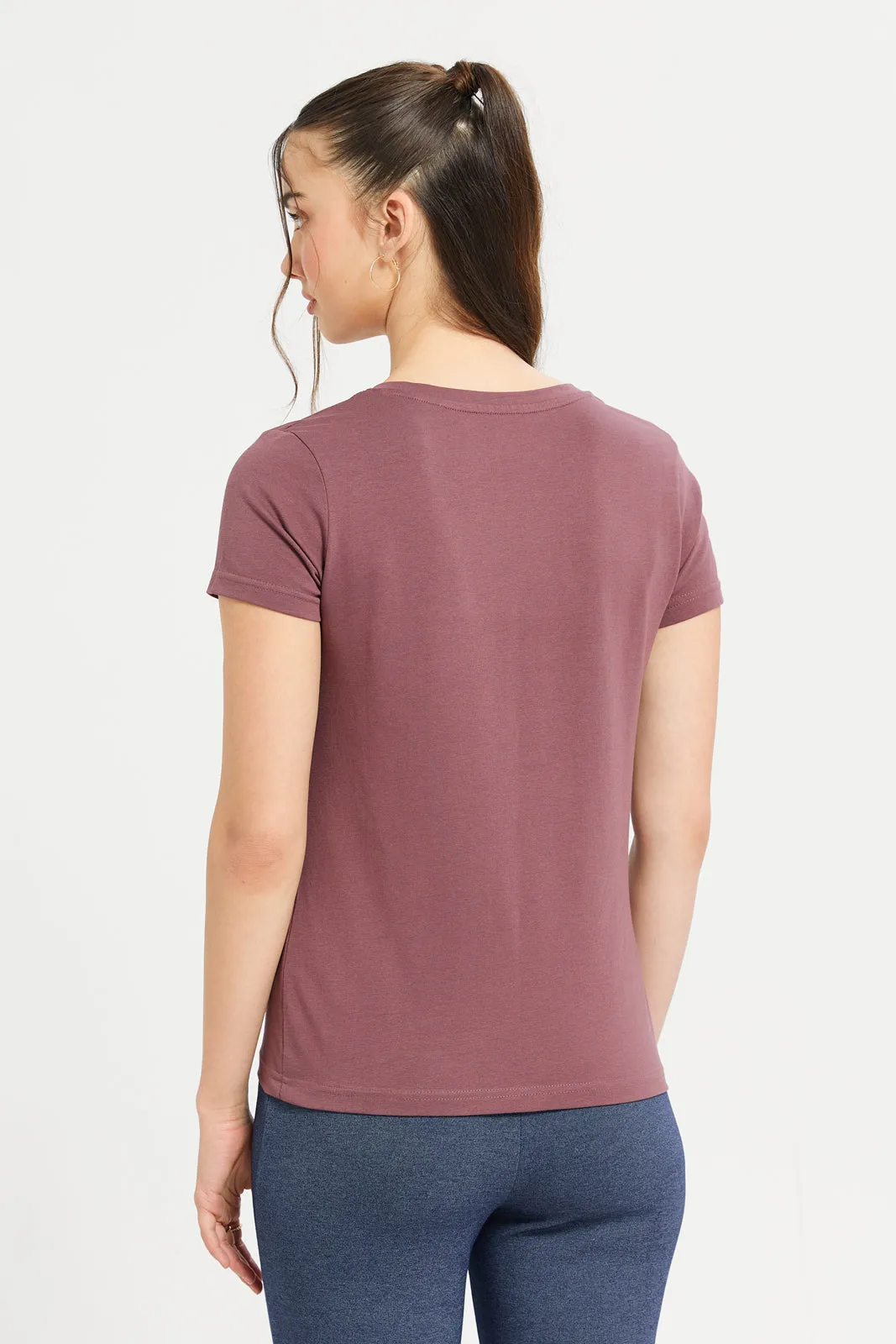 Women Taupe Basic T-Shirt