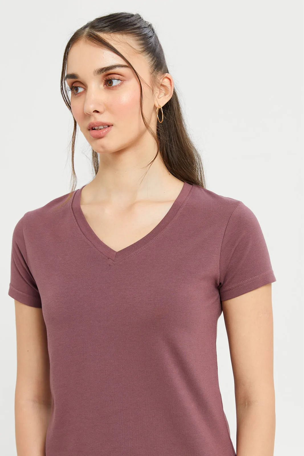 Women Taupe Basic T-Shirt