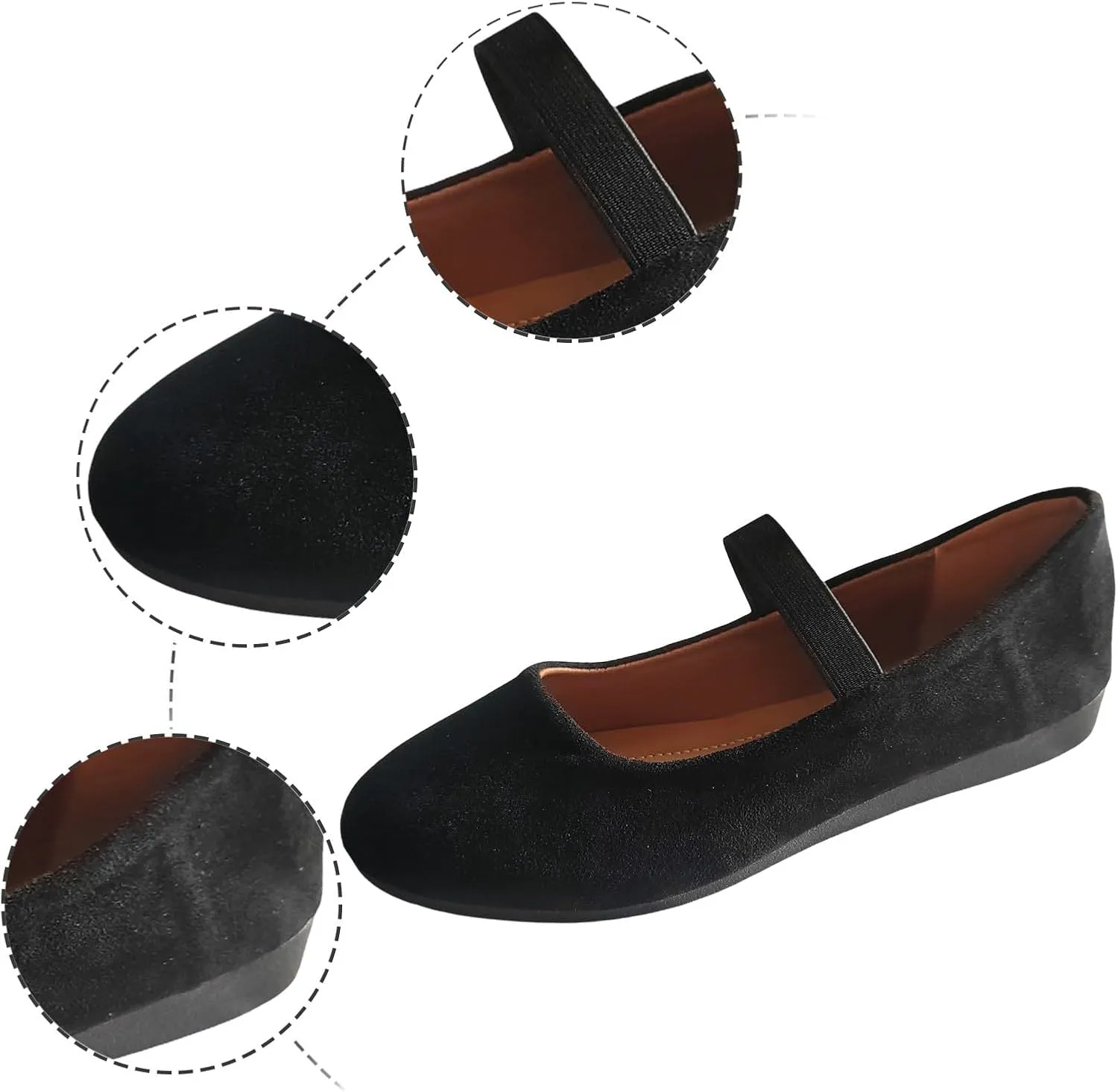Women's Comfortable Slip On Flat Shoes Casual Leather Closed Toe Ballerina Loafers for Daily Wear with Elastic