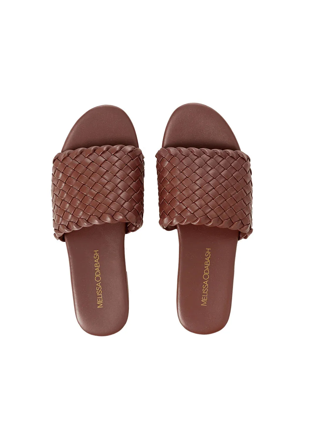Woven Slider Sandals Dark Tan