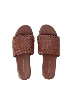Woven Slider Sandals Dark Tan