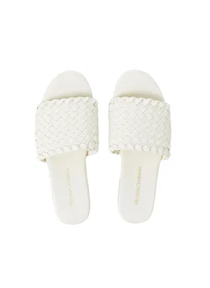 Woven Slider Sandals White