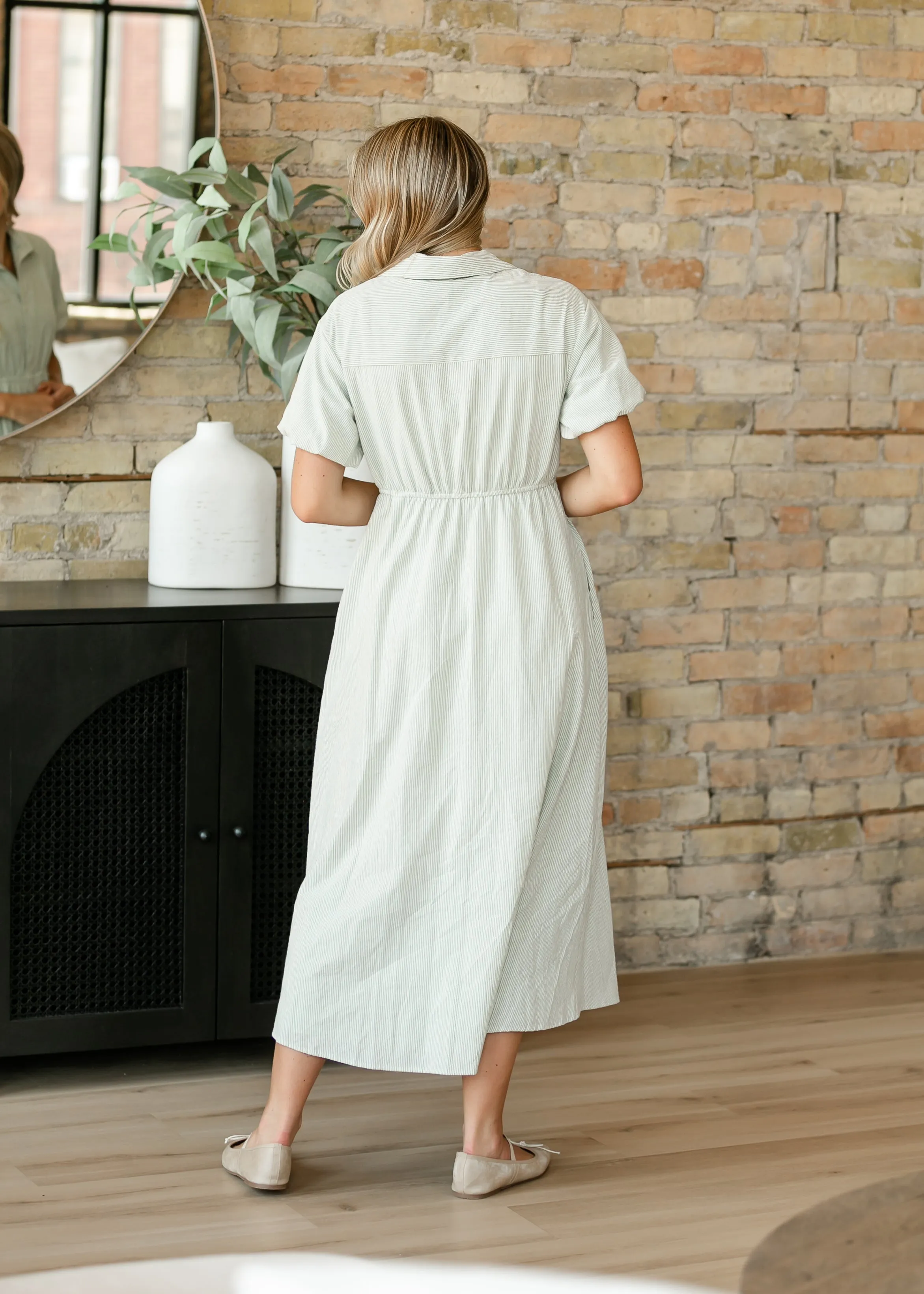 Zita Striped Short Sleeve Button Up Shirt Dress - FINAL SALE